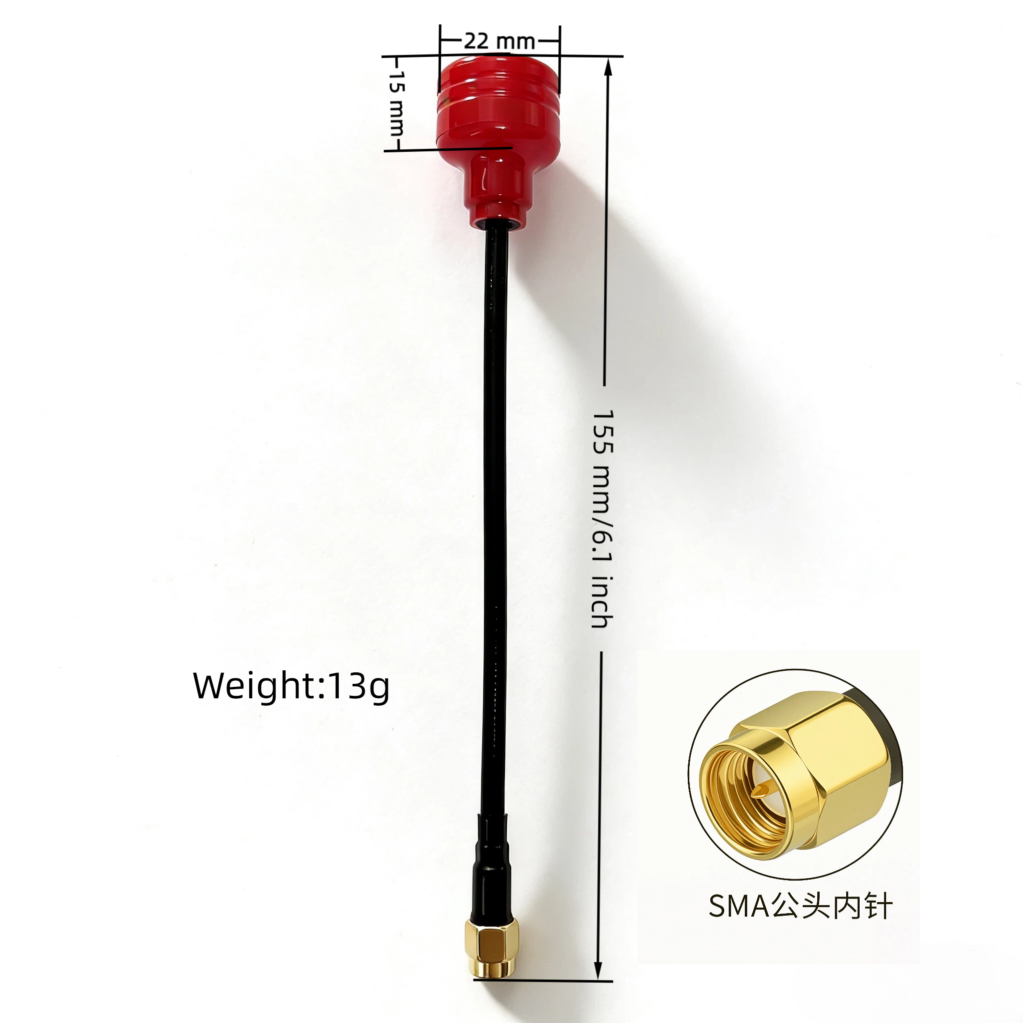 Antenna Factory 5.8GHz RHCP Large Dome FPV Antenna | Red & Black | SMA Male