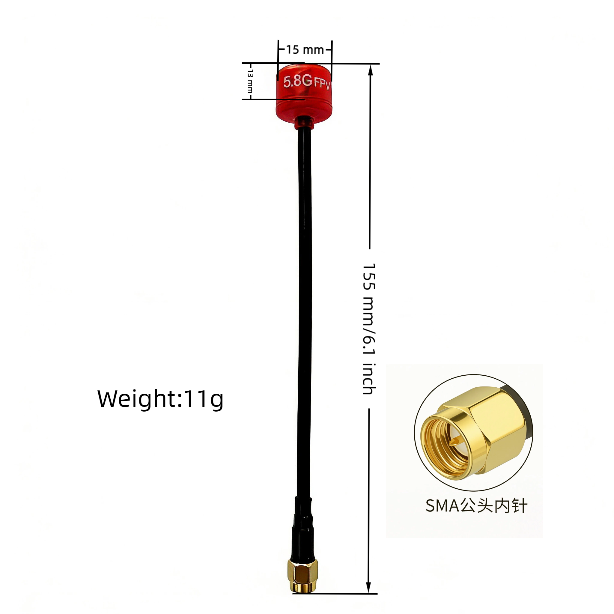 Antenna Factory 5.8GHz RHCP FPV Stubby Antenna | 3 Colors | SMA Male