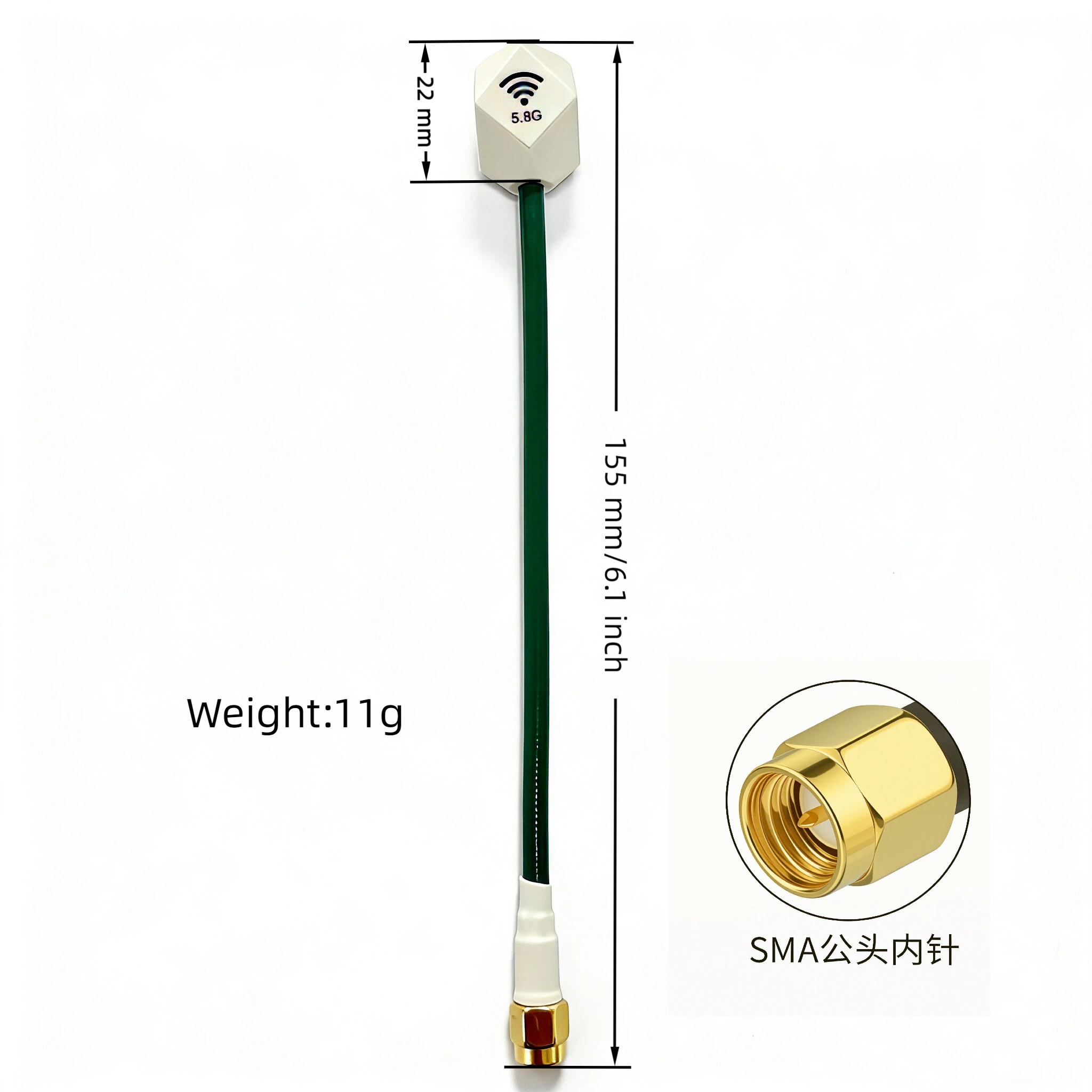 Antenna Factory 5.8GHz RHCP Hexagon FPV Antenna | Black & White | SMA Male