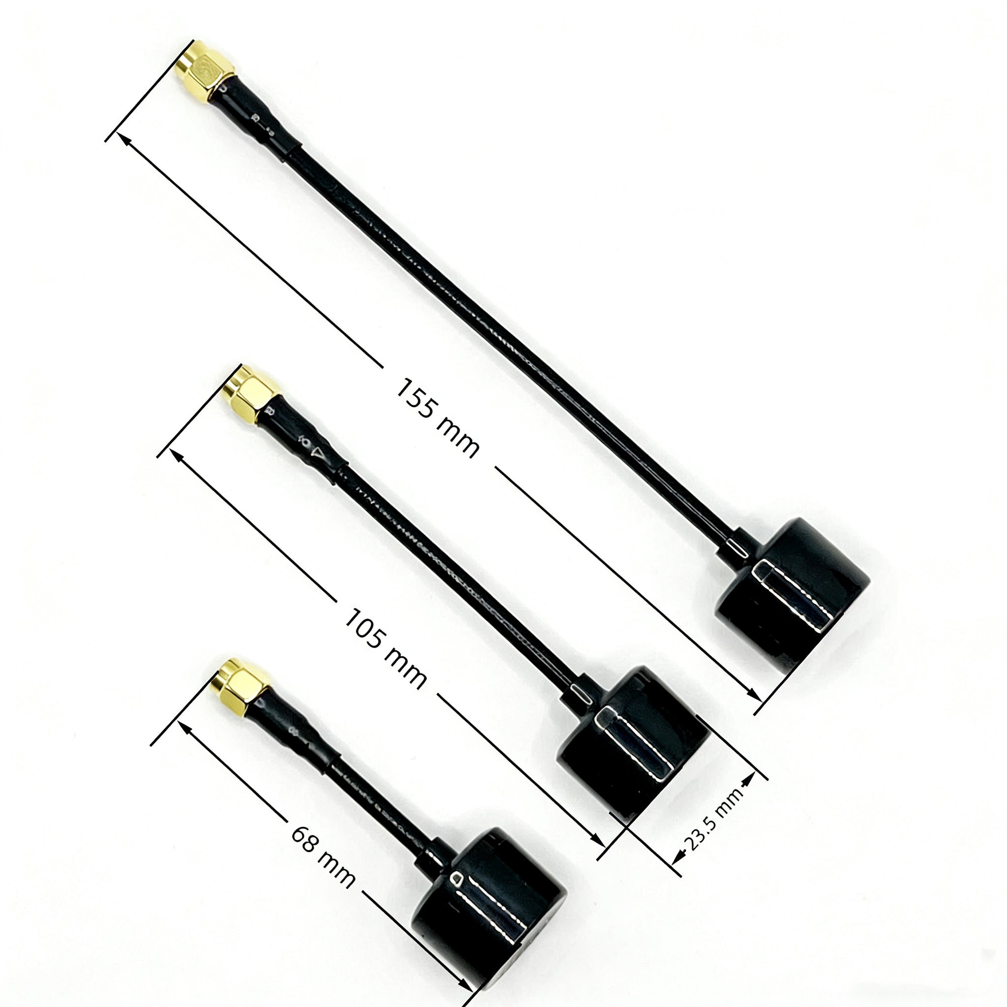 Antenna Factory 3.3GHz RHCP Stubby FPV Antenna | Circular Polarized | 3 Cable Lengths | SMA Male